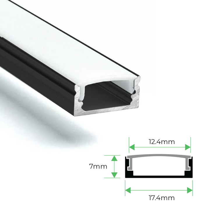 3M Surface Aluminium Channel Black for LED Strip Lights Bing Light 17x7mm - 509BK