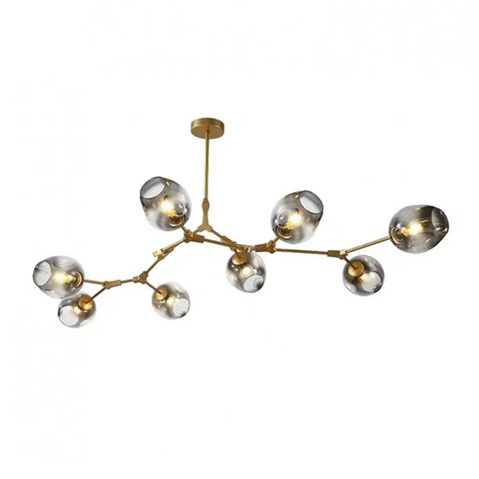 Smoke Chrome Finish and Gold Glass Spider Pendant P9054-1