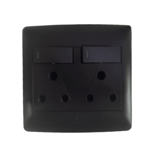 4x4 Double Wall Socket Charcoal S2-209D