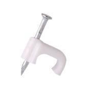 10.5mm Square PVC White Flat Cable Clips (100 pc pack)