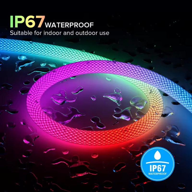 5V 16mm 25W Bluetooth Digital LED Braided Neon Rope Light  IP67