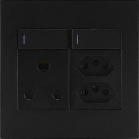 16A 4x4 Single Wall Plug + 2 ZA Plugs Black - RES59