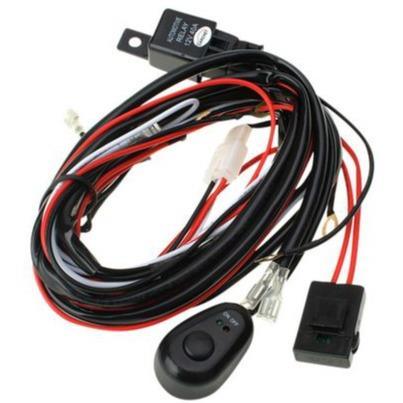 12V LED Light Bar Wiring Harness Kit – On/Off Switch, Fuse, Relay, Waterproof – 2-Lead