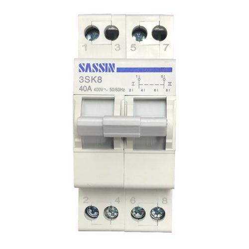 2 Pole 40A Manual Change Over Switch Din Rail - Sassin 3SK8 - Light Market