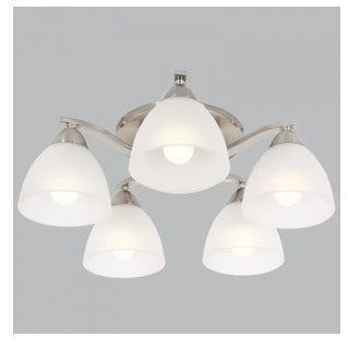 5x 60w Satin Chrome Chandelier with Frosted Glass CH168/5