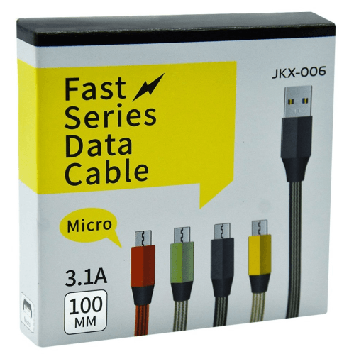 Fast Series data cable packaging, JKX-006, micro USB, 3.1A, 100mm, multicolor cables