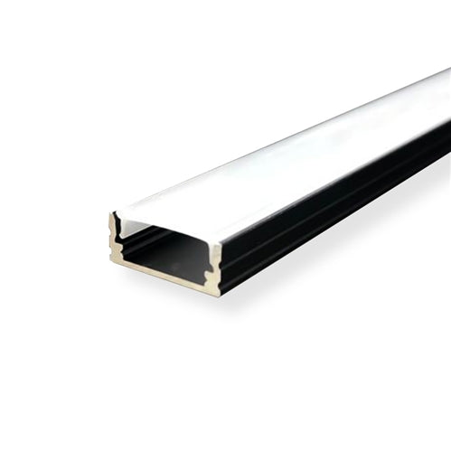 2M Surface Aluminium Channel Black with White Cover Slim27 - Light Market
