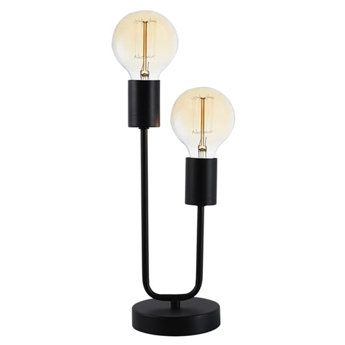2x E27 Metal Table Lamp Matt Black - TL652 - Light Market