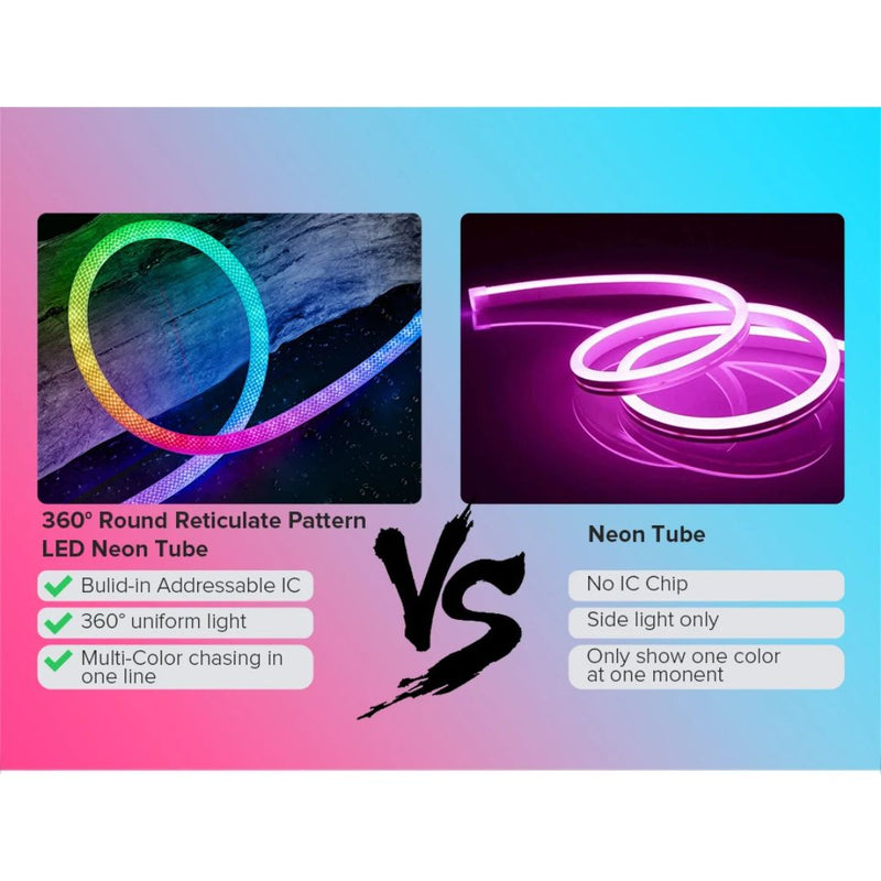 5V 16mm 25W Bluetooth Digital LED Braided Neon Rope Light  IP67