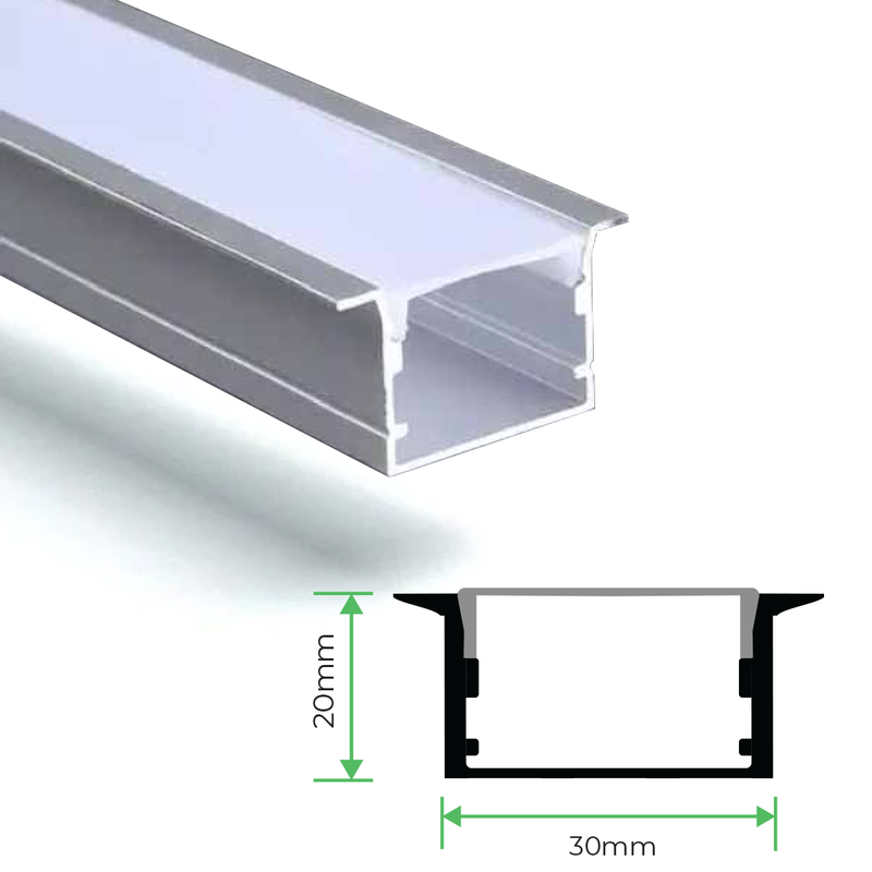 3M Deep Recessed Aluminium Channel for LED Strip Lights Bing Light 3020A-2