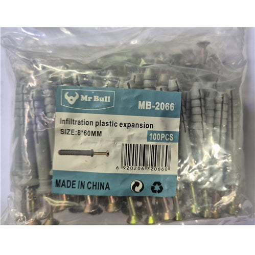 8x60mm Wall Plug with Screw Pack