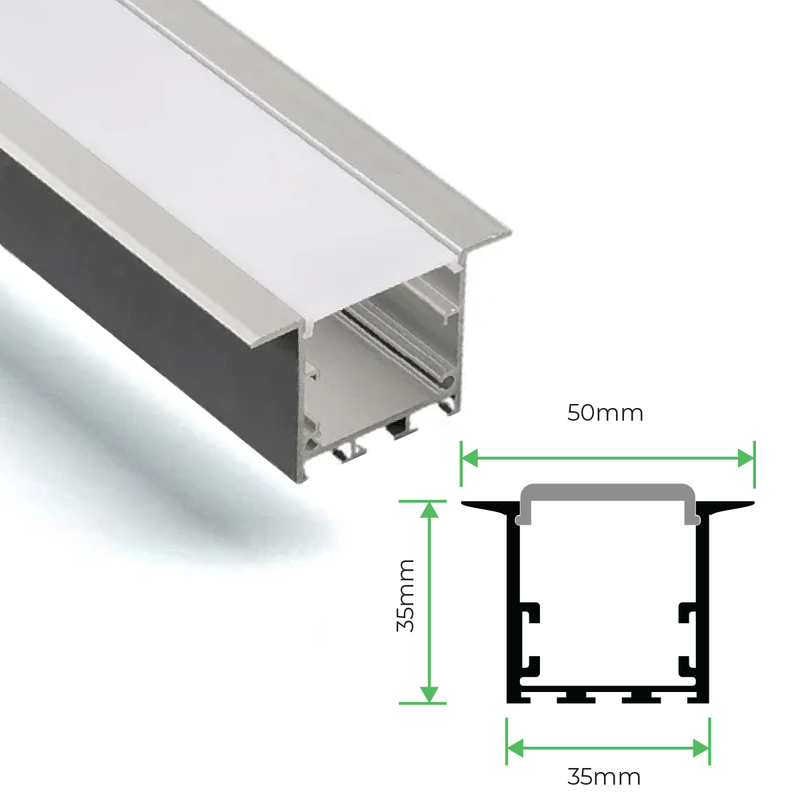 3m Surface Aluminium channel For Led Strip Lights 35x35mm