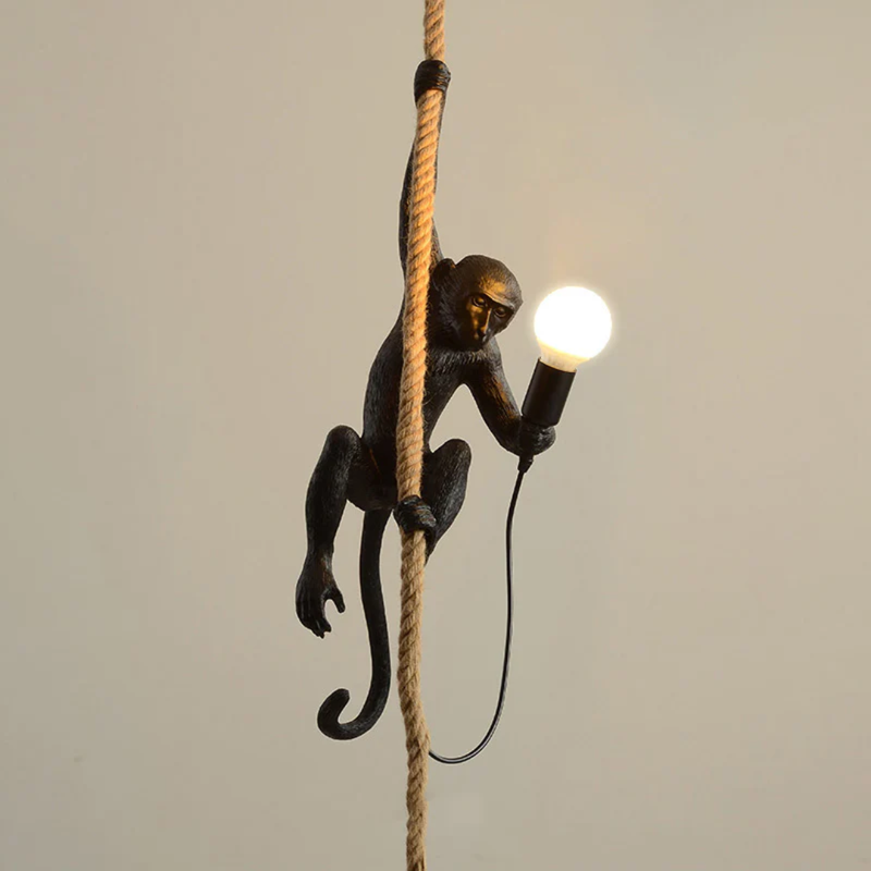Monkey on Rope Pendant Light Black DRSA6142