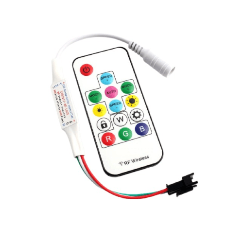 RF wireless LED strip remote control with colorful buttons and connector cables