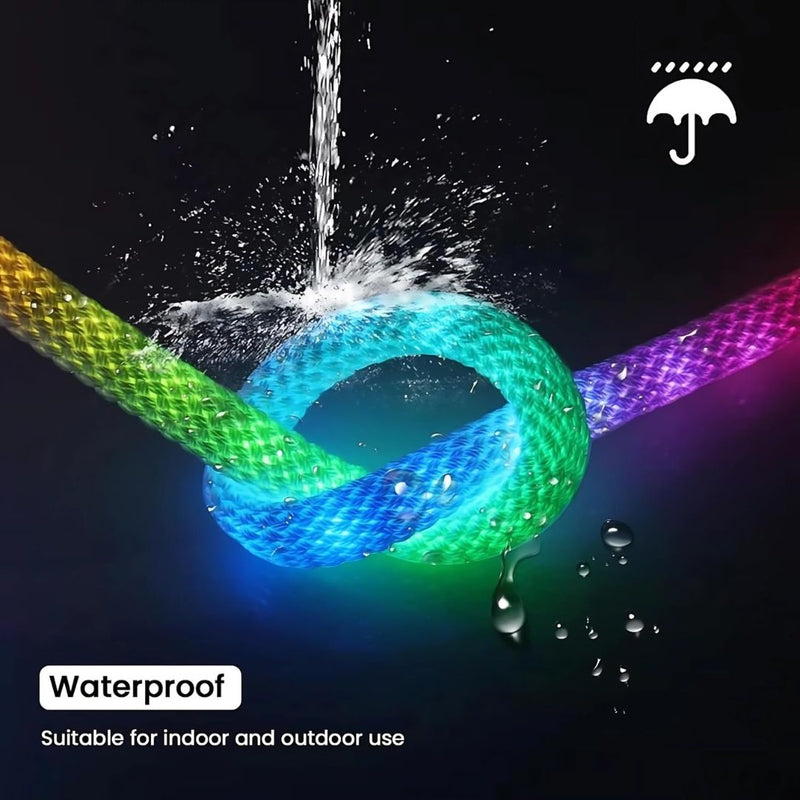 5V 16mm 25W Bluetooth Digital LED Braided Neon Rope Light  IP67