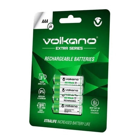 Volkano Extra Series AAA Rechargeable Batteries Pack of 4 VK-8103-GN