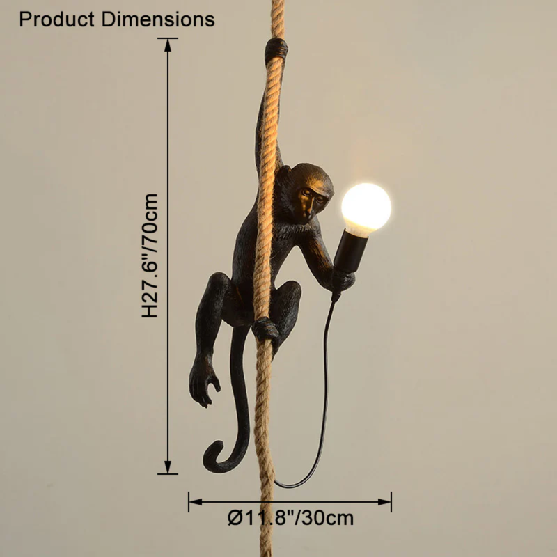 Monkey on Rope Pendant Light Black DRSA6142