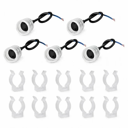 5 Pack Waterproof T8 Bulb Socket with PVC U-Clips - 25cm Cable