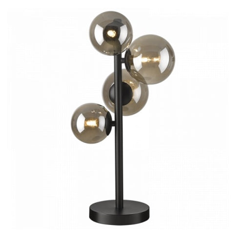 4x G9 Table Lamp with Smoke Colour Glass Matt Black - TL600 - Light Market