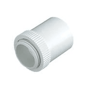 White plastic pipe cap with ridged edge for plumbing fittings