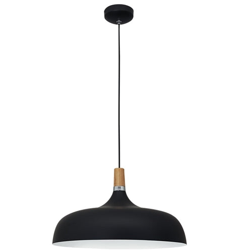 Black Pendant with Wood PEN912 BLACK