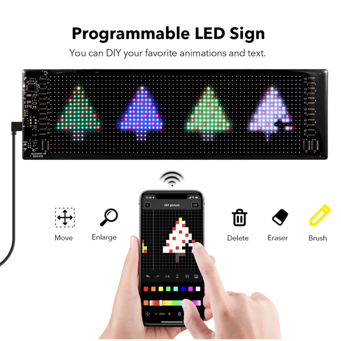 5V 2A 16x96 LED Programmable Matrix Panel 120x595mm