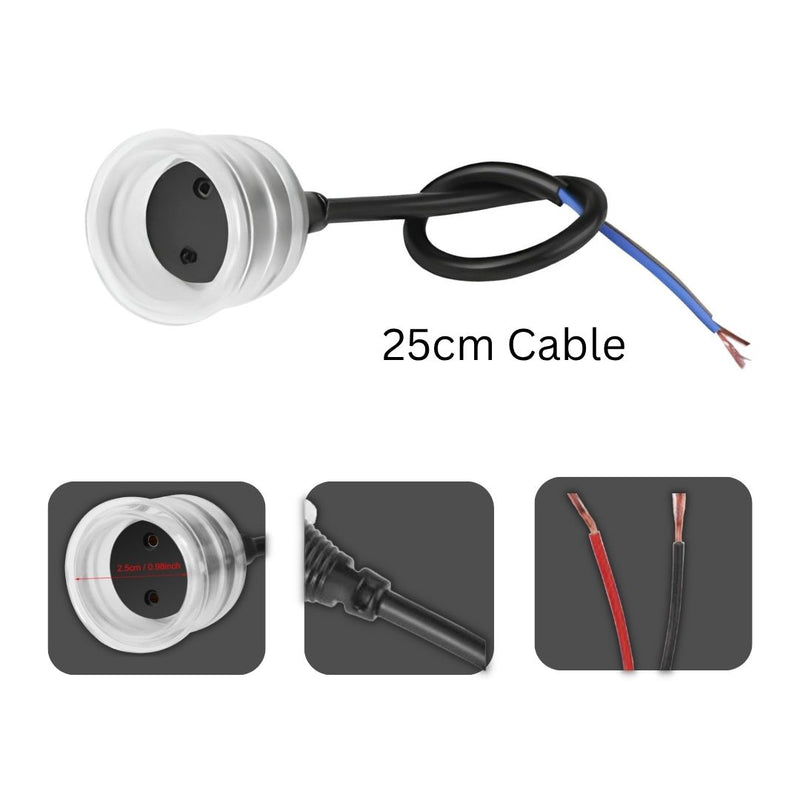5 Pack Waterproof T8 Bulb Socket with PVC U-Clips - 25cm Cable