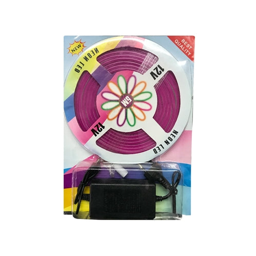 12v 6mm Neon LED Strip Light Purple 5m With AC Adaptor