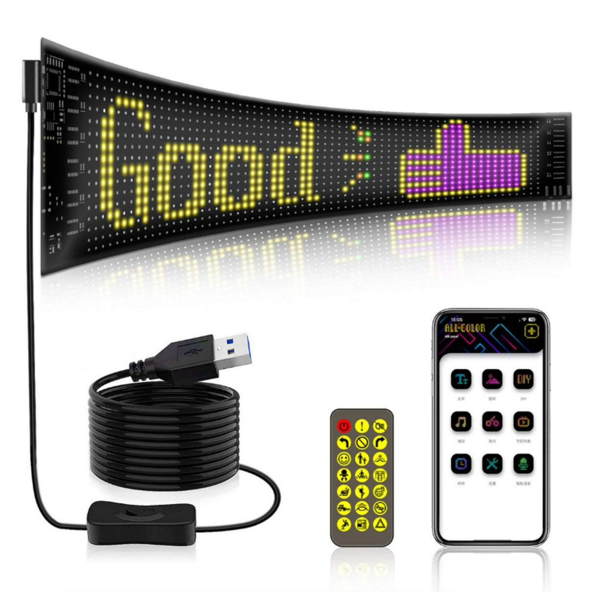 Programmable Led Matrix Panel 5V 2A 16x96 LED Programmable Matrix Panel 120x595mm — Light Market