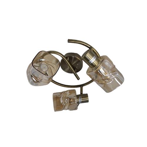E14x3 Swiveling Ceiling Spotlights Antique Bronze and Amber Glass 8015/3A