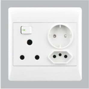 4x4 16a Single Wall Plug+Shuko+2 Pin - EPL332