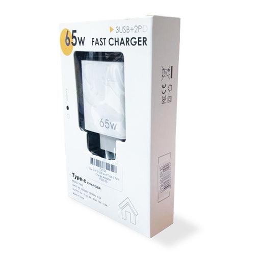 65w 5 in 1 USB and Type C Fast Charge Adaptor - Light Market
