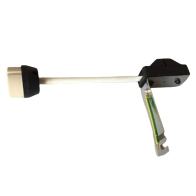 3D printer auto bed leveling sensor with a white arm and black mounting bracket