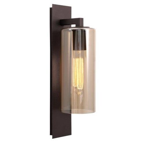 Down Facing Metal Lantern with Amber Glass - L510 COFFEE