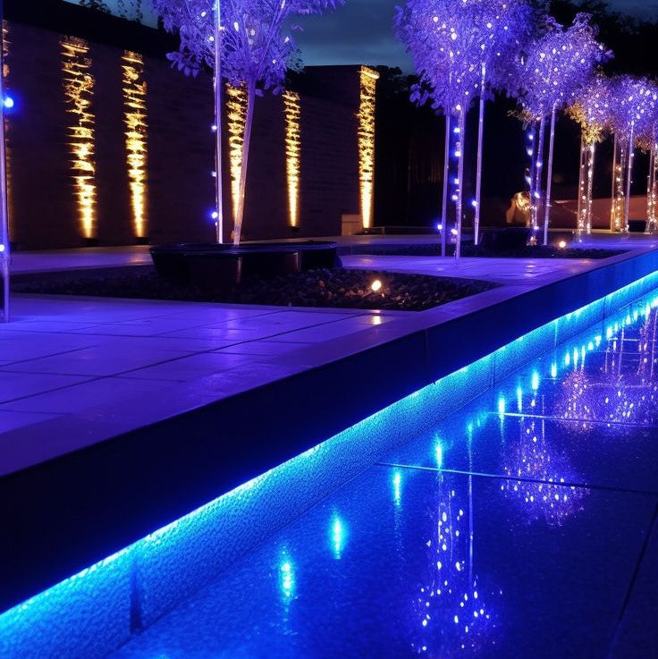 24v 10mm 320 HALO AQUA Submersible LED COB Strip Light IP68 20m Roll Blue Bing Light