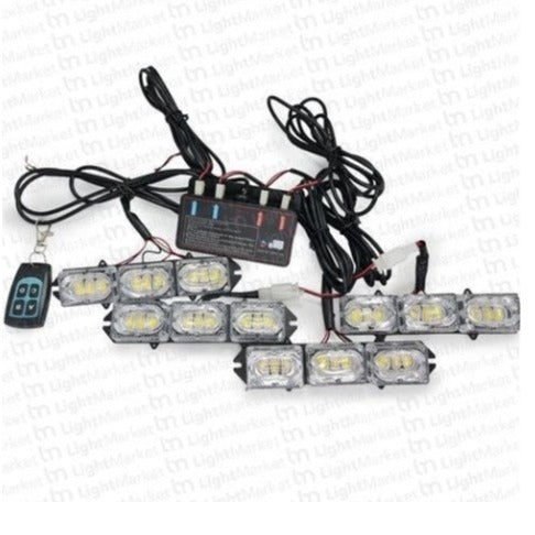12v 9 Led x 4 Grill Mount With Controller Amber KM322-5 Bing Light