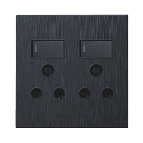 4x4 Double Socket Wall Plug Black S6-209D