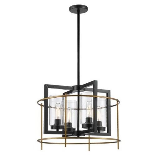 Metal Chandelier with Clear Glass - CH082/4 BK/GD