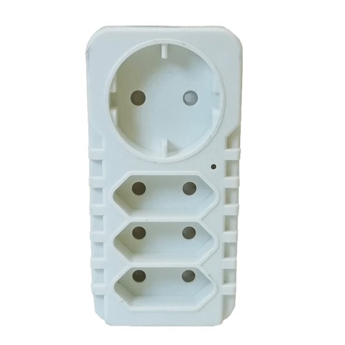 White multi-plug power adapter with four universal socket outlets
