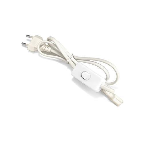 White European plug power cord with inline switch on a white background