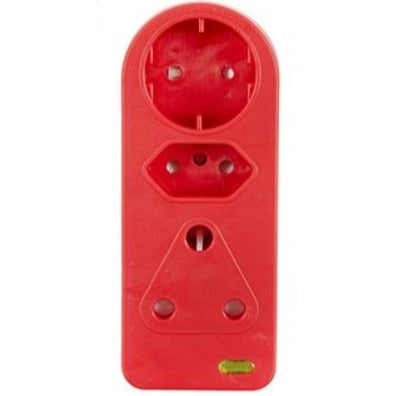 16A 3 Way Adaptor + Surge Protector - Red
