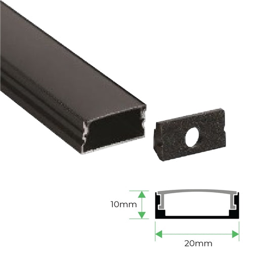 3M Surface Aluminium Channel Black For Led Strip Lights 20X10mm -HVS430