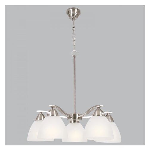 5x 60w Satin Chrome Chandelier with Frosted Glass CH167/5