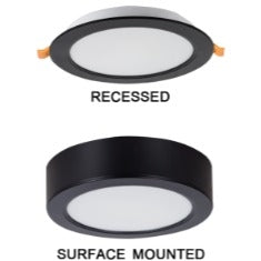9w LED 2 in 1 Round Surface/Recessed Mount Ceiling Light Matt Black 4000K CF537 - Light Market