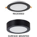 9w LED 2 in 1 Round Surface/Recessed Mount Ceiling Light Matt Black 4000K CF537 - Light Market