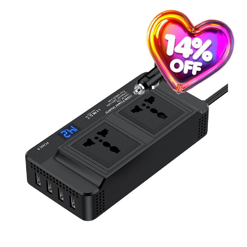 12v 300w Car Power Inverter with x4 USB Charging Ports  QC-CC8300