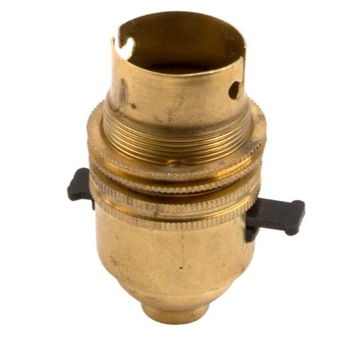 B22 10mm Lampholder Brass With Pushbar Switch EA182P - Light Market