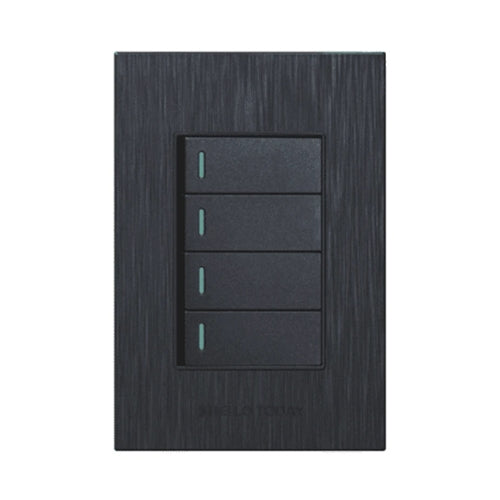 4x2 4 Lever Light Switch Black S6-104/1