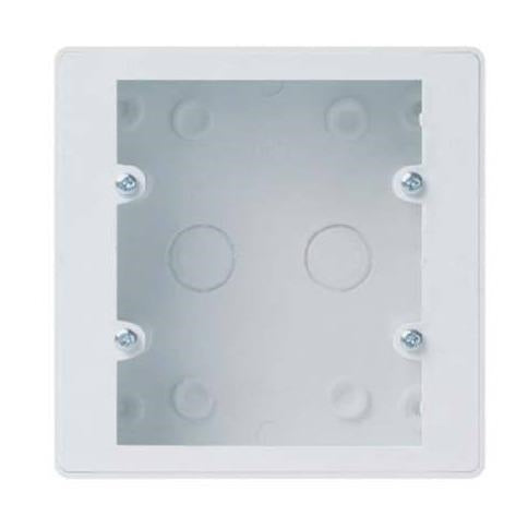 White plastic electrical surface mounting box for wall outlets or switches