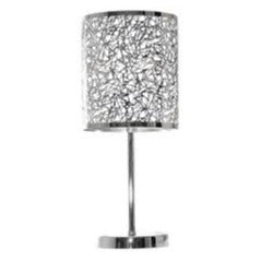 E27 Table Lamp Polished Chrome with Silver Patterned Shade - TL400 - Light Market